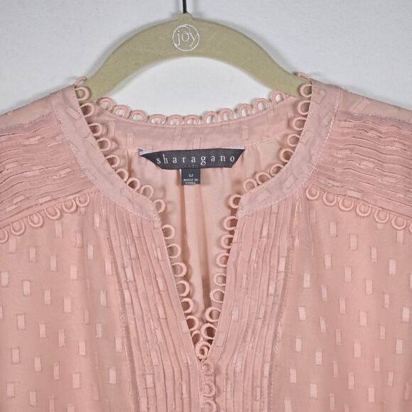 Sharagano Women's Light Pink Sheer Top. Size Medium. - Picture 3 of 8